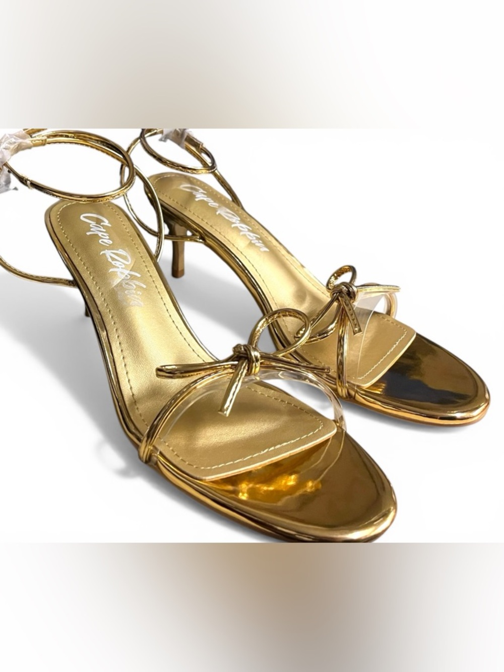 Cape Robbin Gold Strappy Heels Size 8.5 Metallic Ankle Strap Sandals New in Box